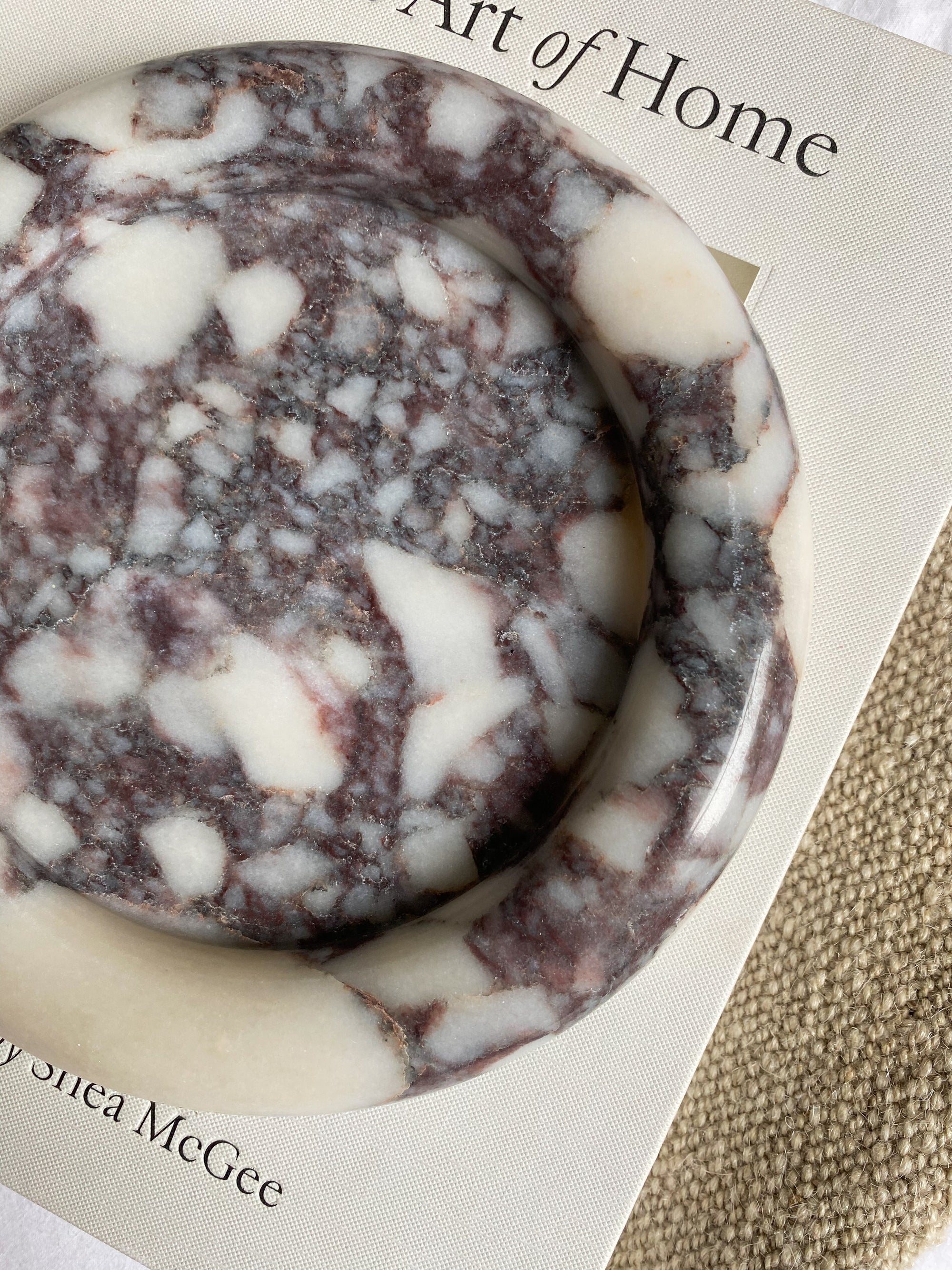Italian Calcutta Viola Round Marble Tray